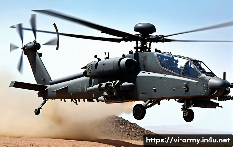 육군 헬리콥터 전력 비교 - **Prompt:** A highly detailed, realistic image of a modern attack helicopter, reminiscent of an AH-6...